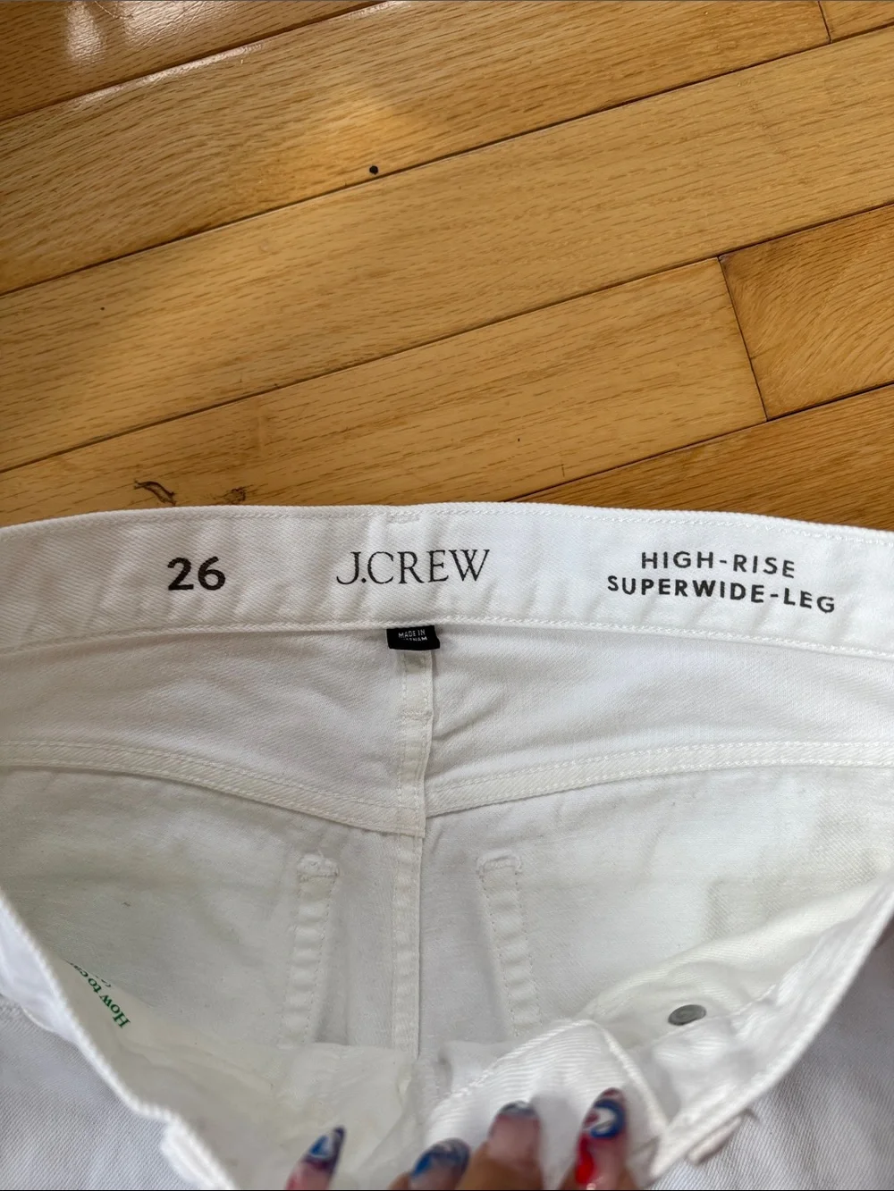 J. Crew high rise super wide leg cropped white denim jeans - 26